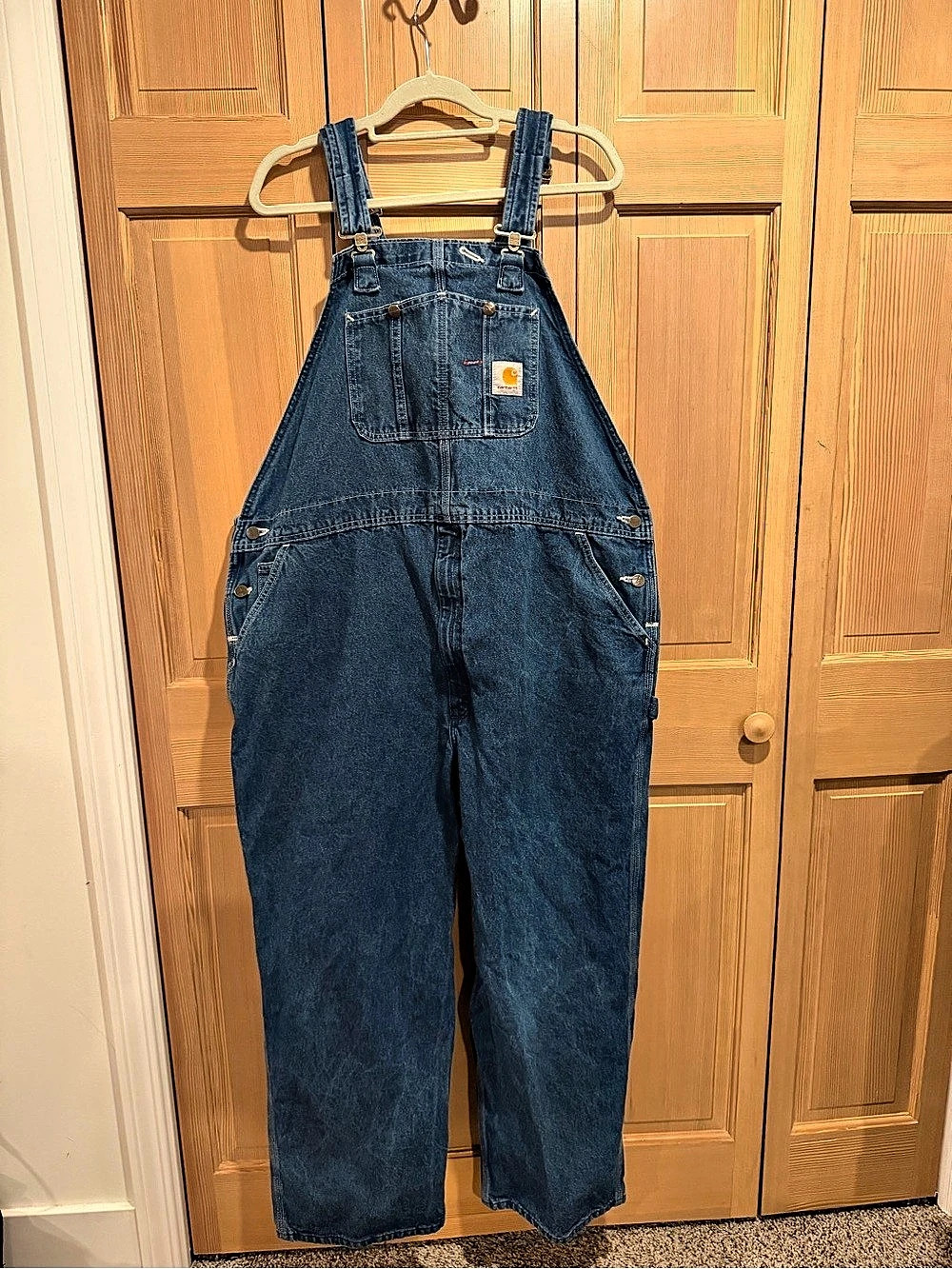 Carhartt Washed Denim Bib Overall R07 DST Blue